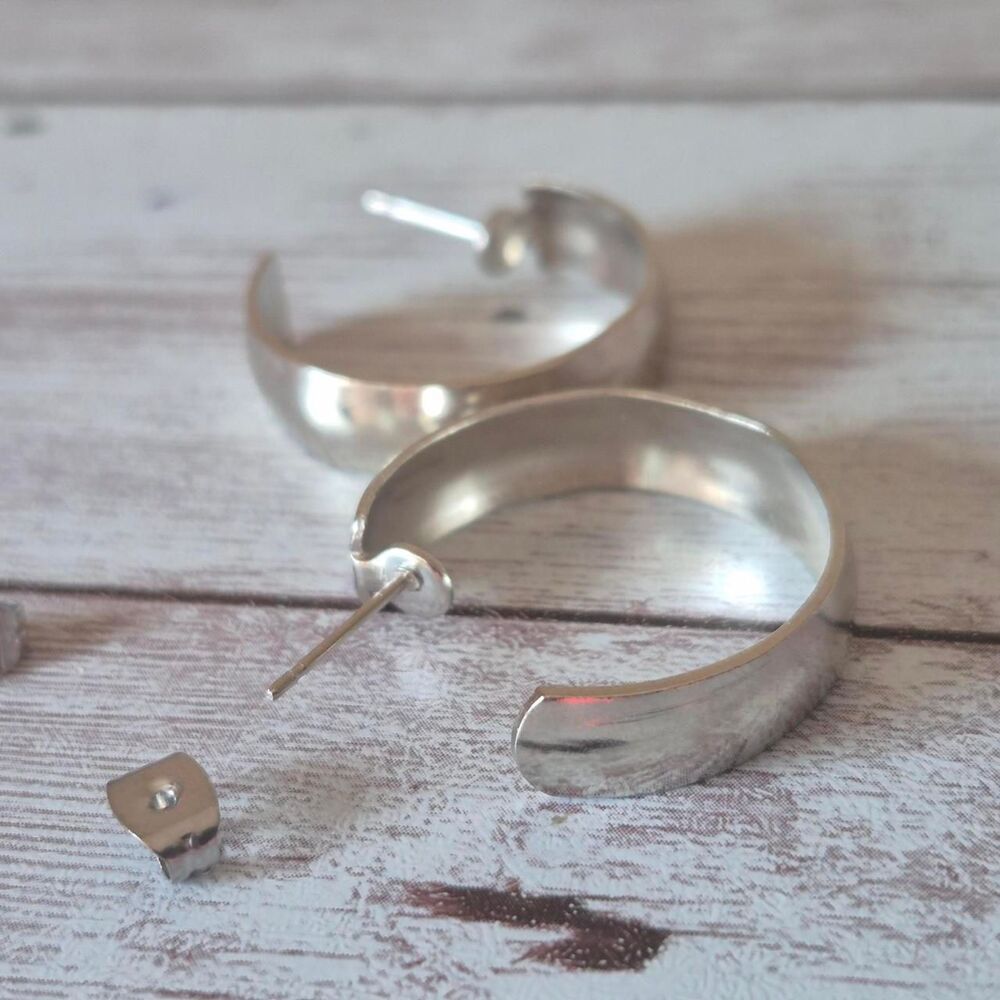 Large Y2K Silver Hoops